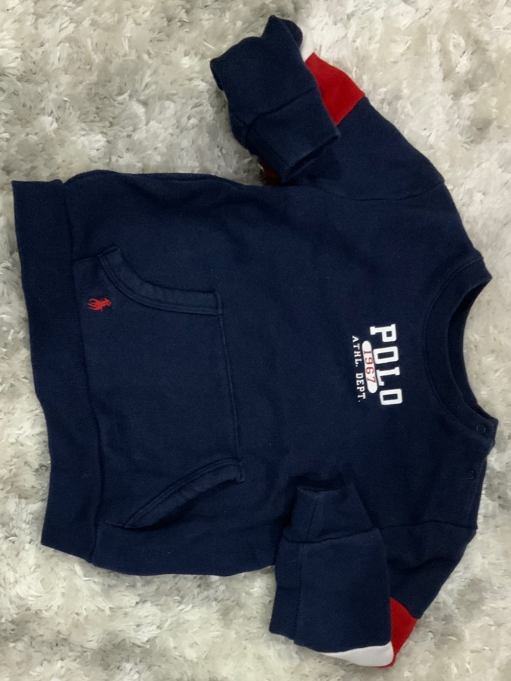 Polo by Ralph Lauren Navy Sweatshirt with Red Sleeve Accents
